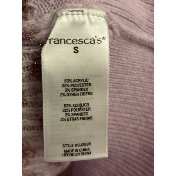 Miami For Francesca's Women's Purple Fair Isle Sweater Sequin Size Small New $60 - Picture 5 of 7